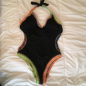 Fun Black and Multi Colored Monokini